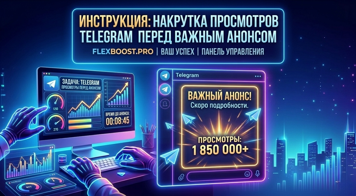 Инструкция: Накрутка просмотров в Telegram перед важным анонсом — FlexBoost