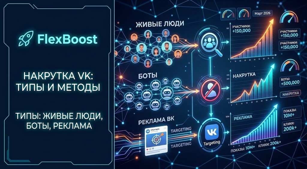 Накрутка VK: Детальный разбор типов накрутки (живые люди, боты, реклама ВК)