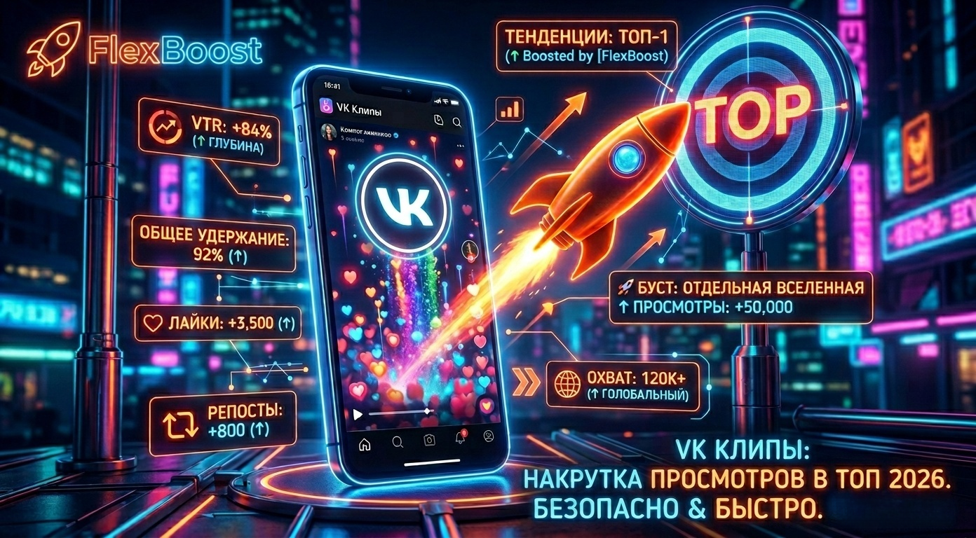 Накрутка просмотров в VK Клипах 2026: Как выйти в рекомендации — FlexBoost